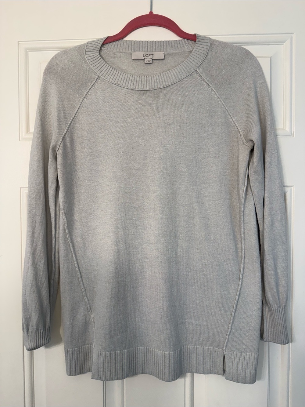 LOFT Light Gray Scoopneck Pullover Sweater